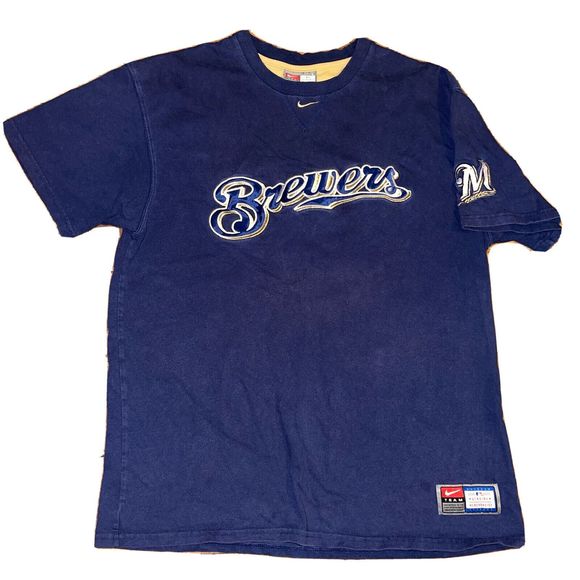 Milwaukee Brewers Nike Center Swoosh Baseball T-Shirt Size Large - Picture 1 of 9